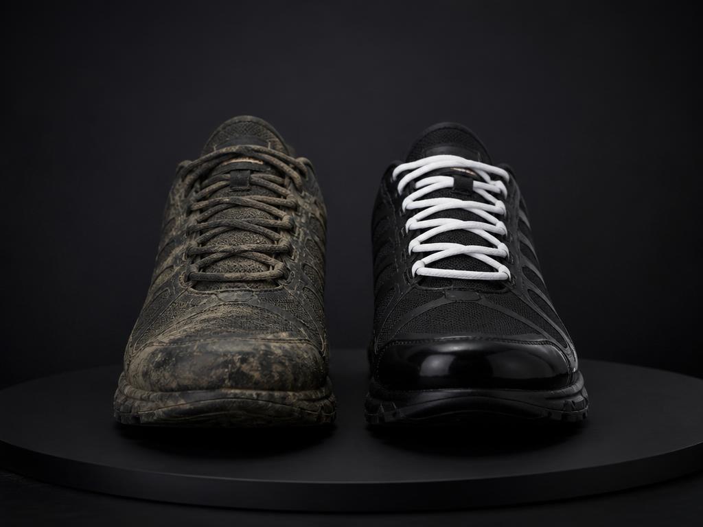 Nike TN noires — avant / après nettoyage Mr. Clean